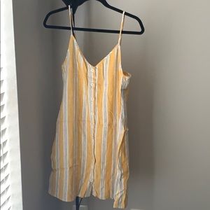 F21 STRIPED LINEN BLEND DRESS (LARGE)